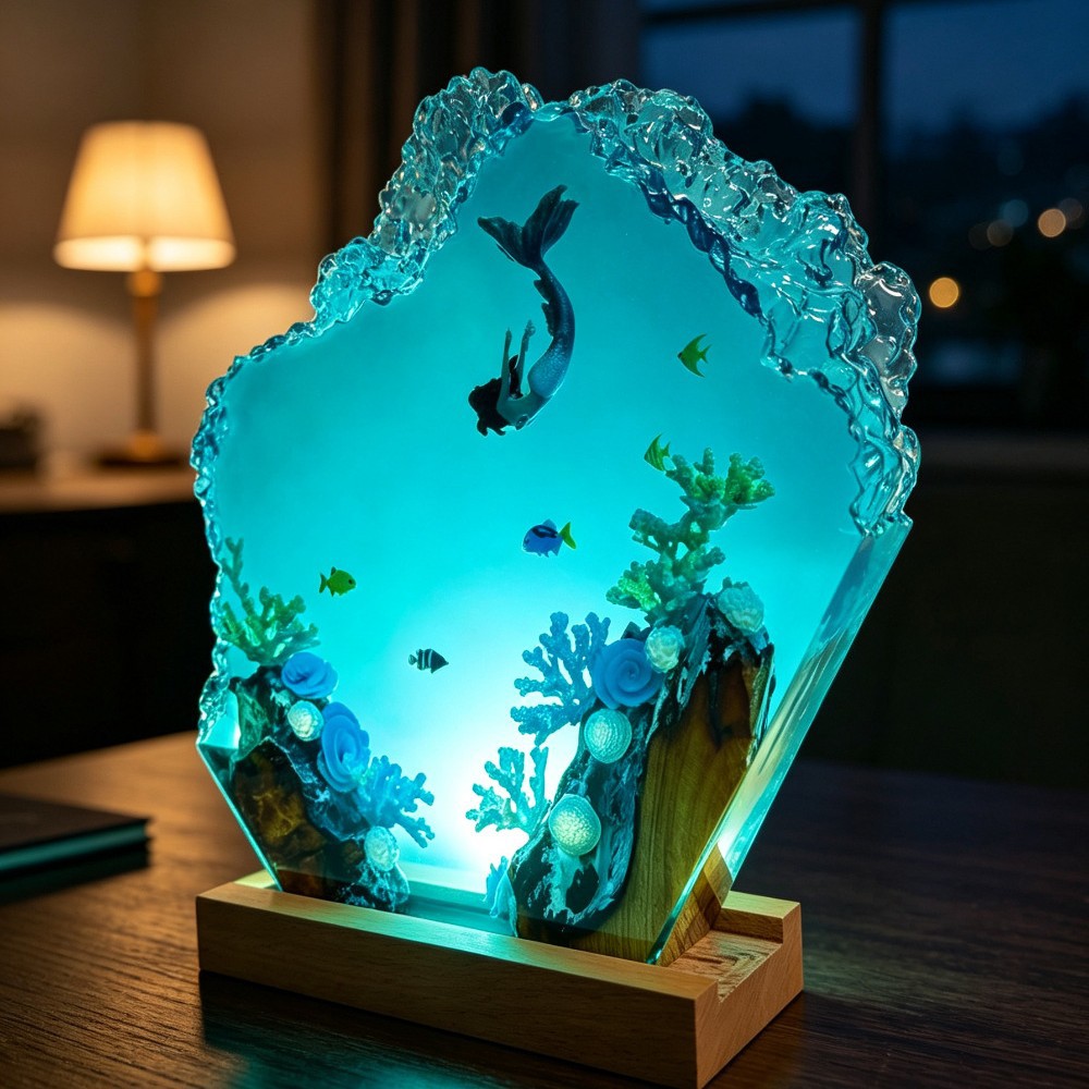 심해 인어 에폭시 조각 장식품 원목 레진 야광 홈 데코 - Woodworking Resin 리뷰 및 가격