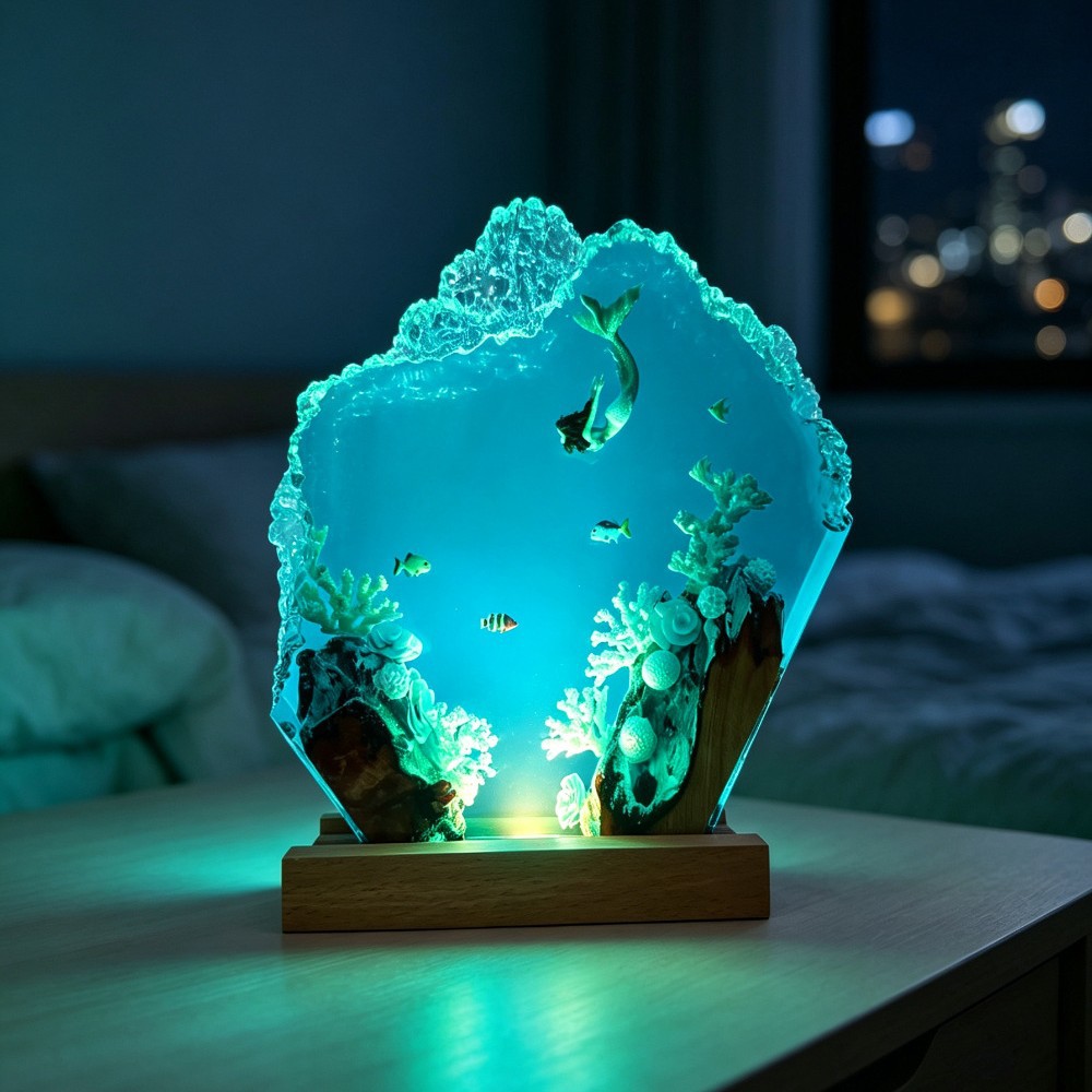 심해 인어 에폭시 조각 장식품 원목 레진 야광 홈 데코 - Woodworking Resin 리뷰 및 가격